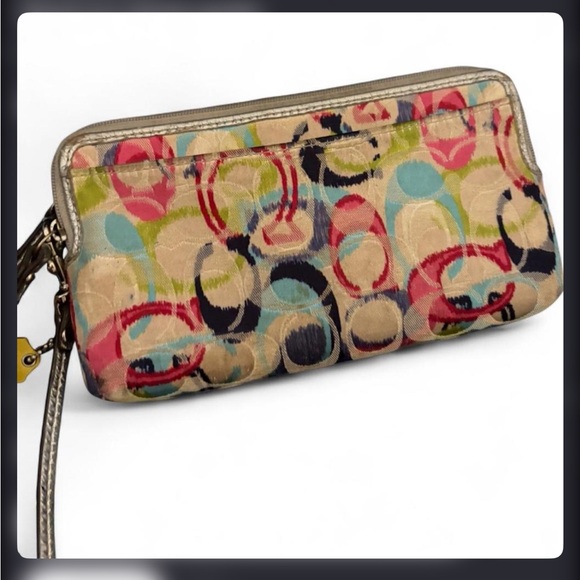 Coach Colorful Circle Pattern Wristlet - Picture 2 of 8